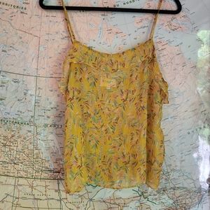 Sezane yellow ruffle tank top sz 38 M